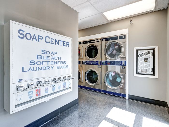 Soap vending and machines in laundry center at University Gate, apartments in Erie, PA.
