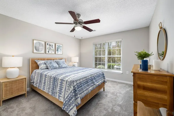 Furnished carpeted bedroom
