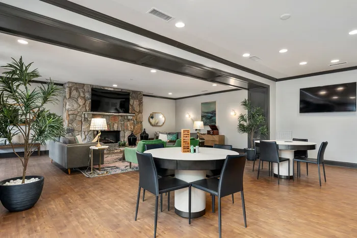 furnished kitchen and living area of clubroom