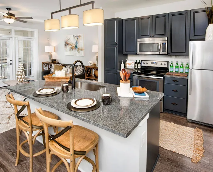 furnished kitchen area of apartment