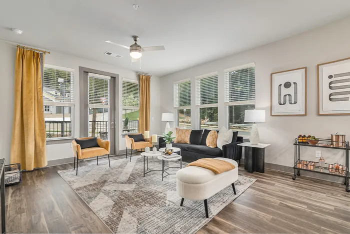 furnished living area in apartment home