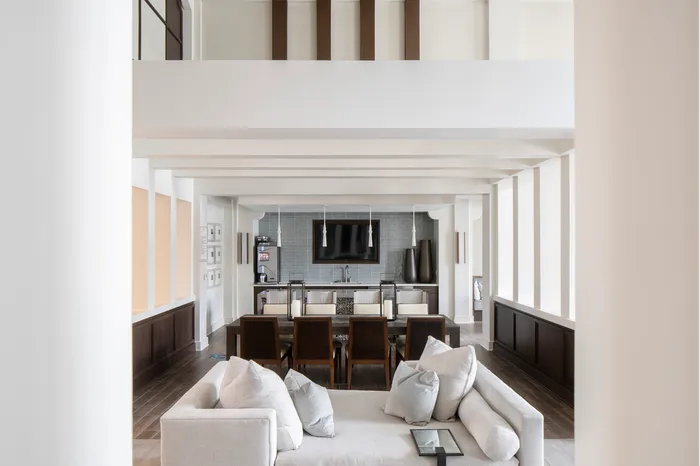 clubroom with sofas and kitchen