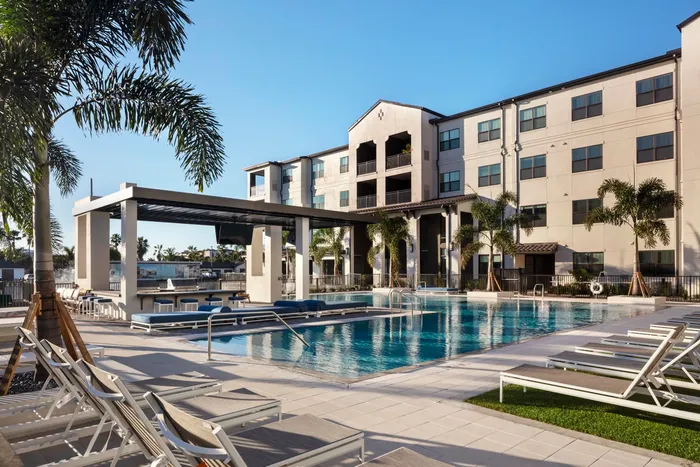 pool and apartment building in daytime