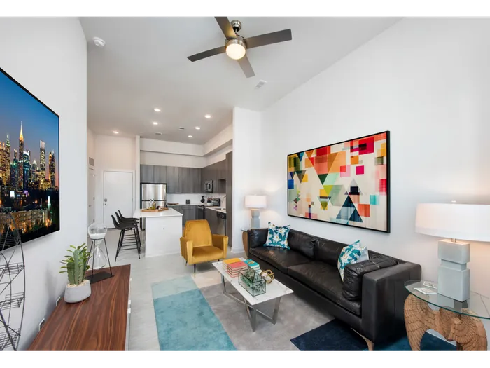 furnished apartment with kitchen and living room