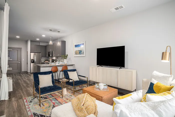 Open concept layout with furniture