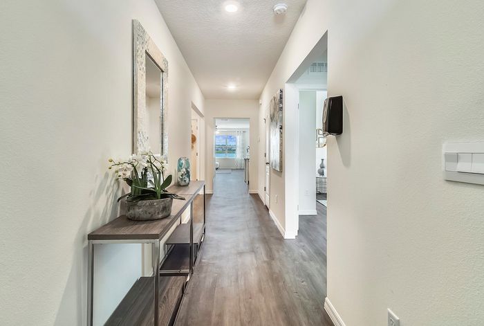 furnished long hallway in single-family home