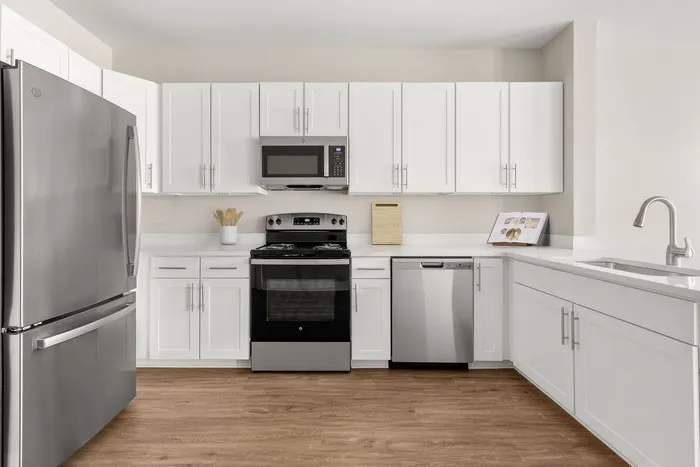 kitchen with white cabinets and stainless steel appliances