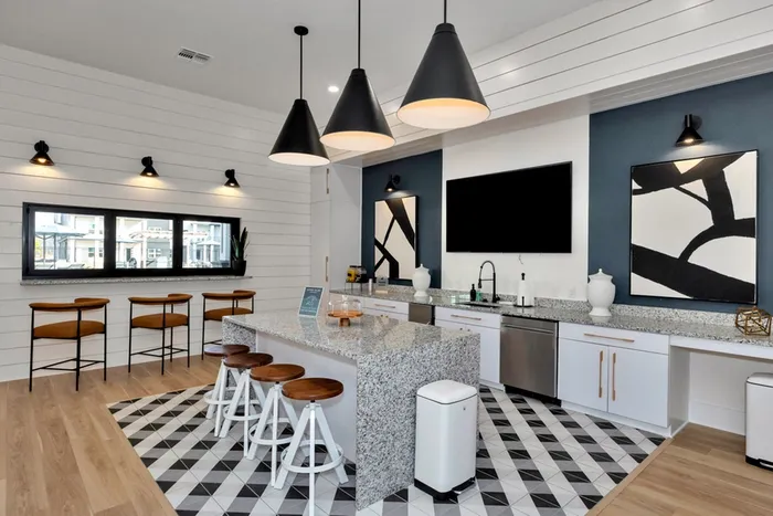Kitchen area with tables and chairs