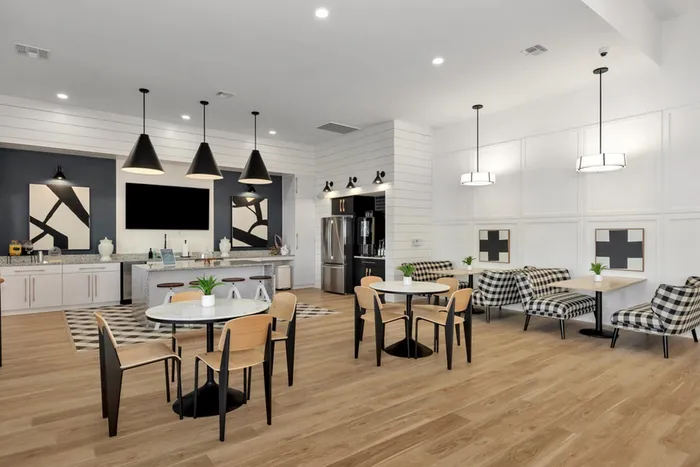 Kitchen area with tables and chairs