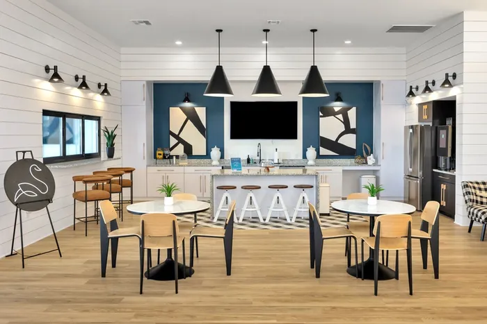 Kitchen area with tables and chairs