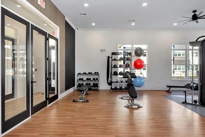 Fitness center with free weights