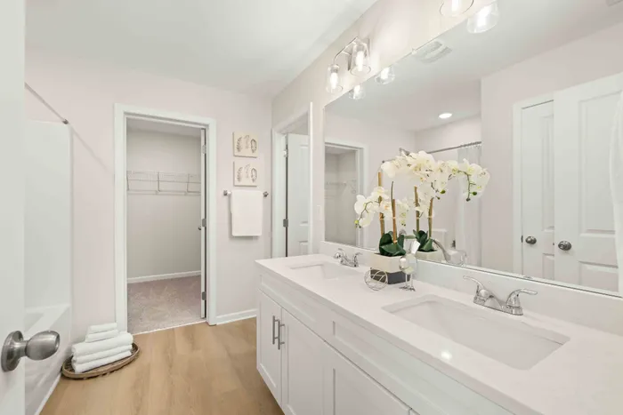 main bathroom with dual vanity