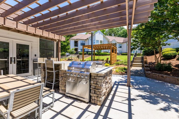 exterior grilling station with pergola