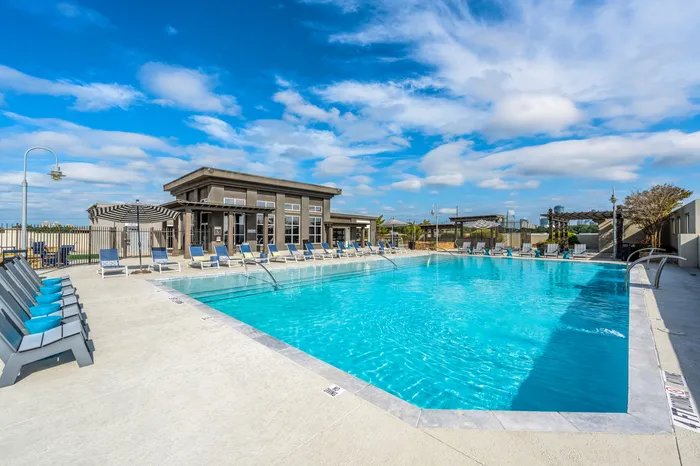 Community Pool Pavilion on Sunny Day