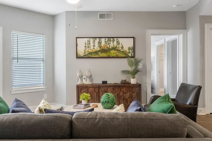 Furnished living area model apartment