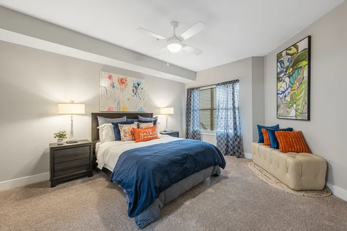 Furnished bedroom in model apartment