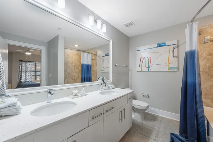 Furnished bathroom in model apartment
