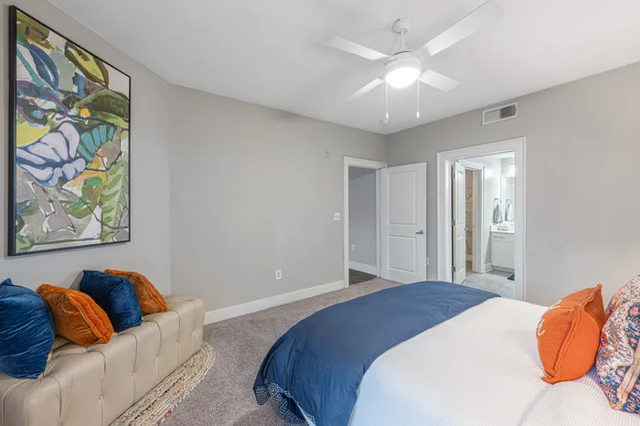 Furnished bedroom in model apartment