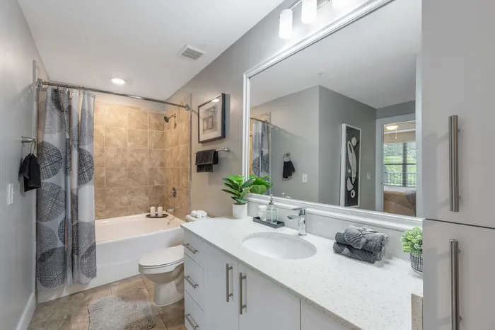 Furnished bathroom in model apartment