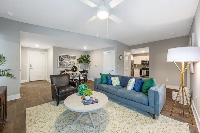 Furnished living area model apartment