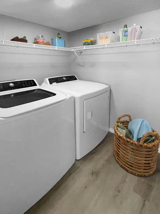 Laundry Room with Full Size Washer & Dryer in each home