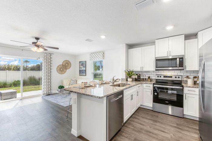 Kitchen with white cabinets