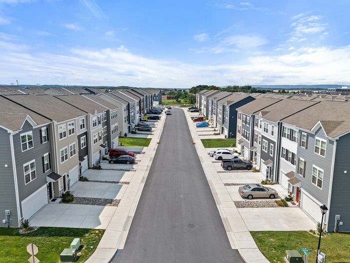 View of a street lined with homes in the community