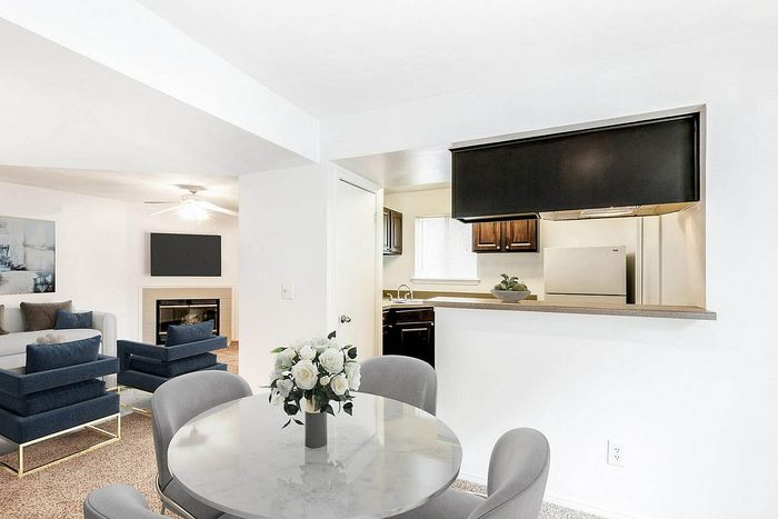 Dining room, kitchen and living room
