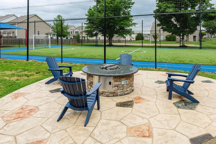 Fire pit next to sport court