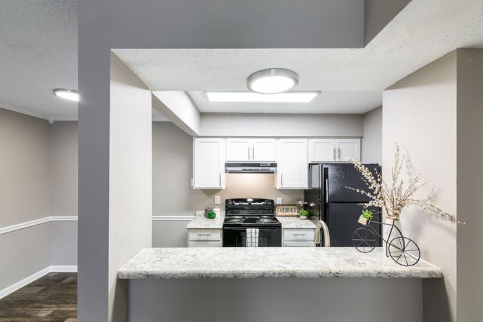 Kitchen with white cabinets