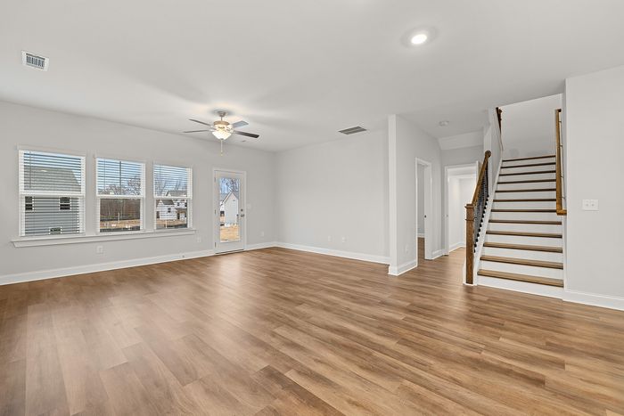 Living room with vinyl plank flooring