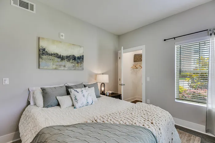 Primary bedroom at Paragon Luxury Apartments in Athens, GA