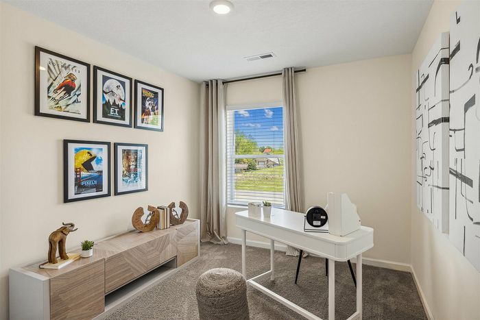 Office space with desk and table