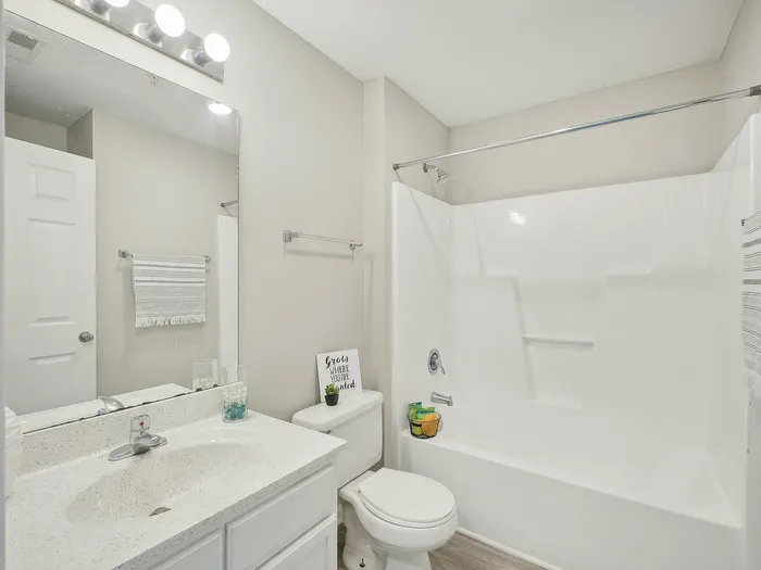 Bathroom with shower and tub combo