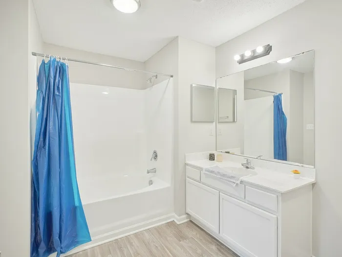 Bathroom with shower and tub combo