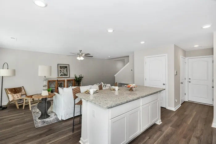 Living room and Kitchen island