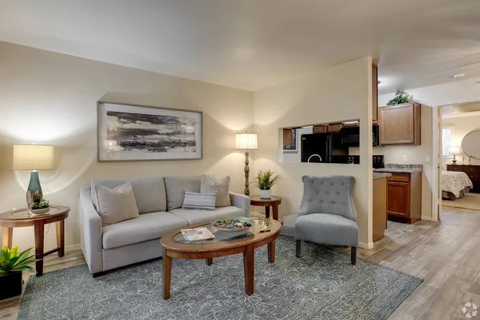 living area adjacent to kitchen