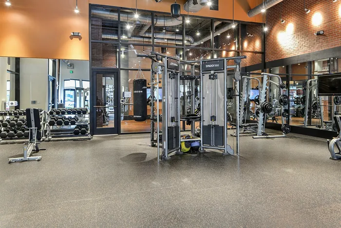 Fitness Center with free weights, machines and cardio equipment