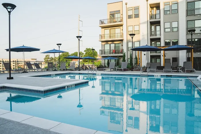Swimming pool with lounge chairs