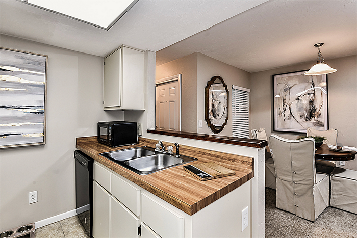 Kitchen with wood countertops