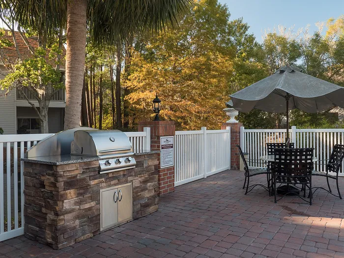 Outdoor BBQ grills and picnic area