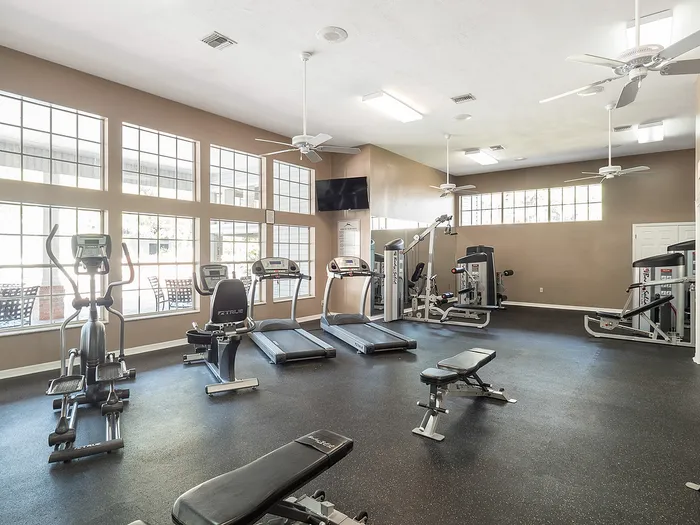 Fitness center with free weights, machines and cardio equipment
