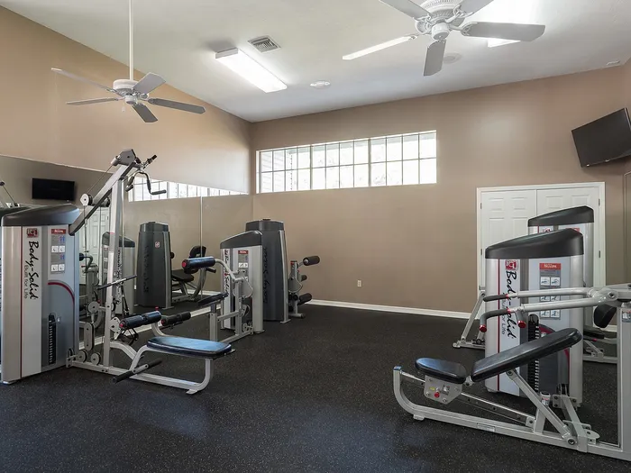 Fitness center with free weights, machines and cardio equipment