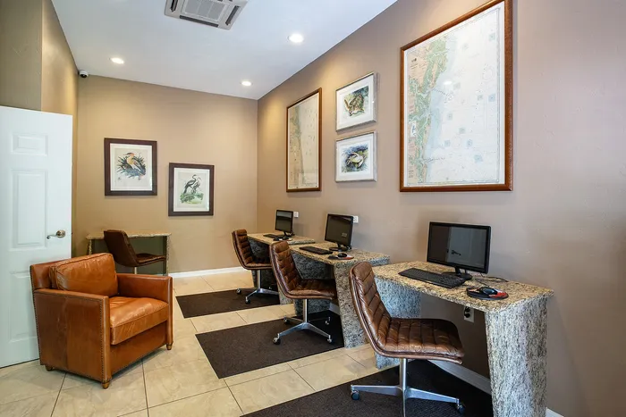 Business center with computers