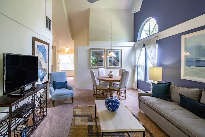 Living room with high ceilings