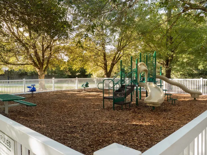 childrens playground in fenced area
