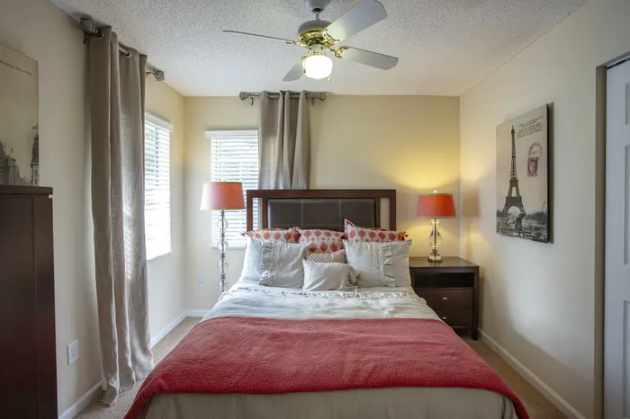 furnished and decorated bedroom