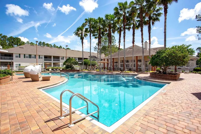 community pool and exterior buildings