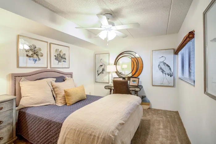guest bedroom with ceiling fan