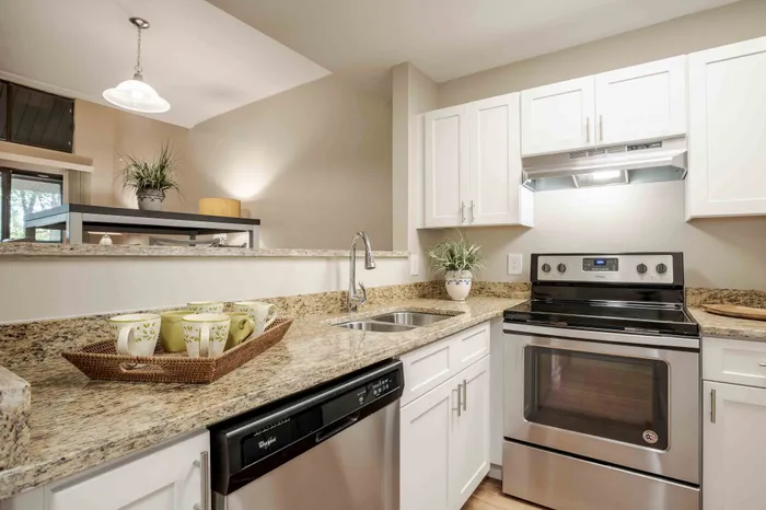 kitchen with white cabinets